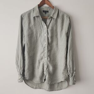 Lord & Taylor Women's Linen Gray Button-Down Shirt